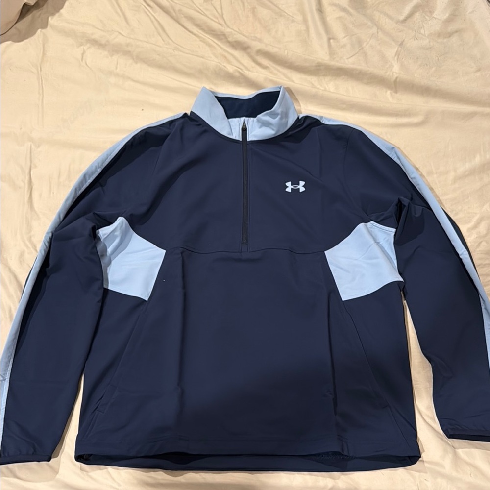Under Armour Storm Windstrike Dark Blue and Light Blue Half-Zip Pullover Large